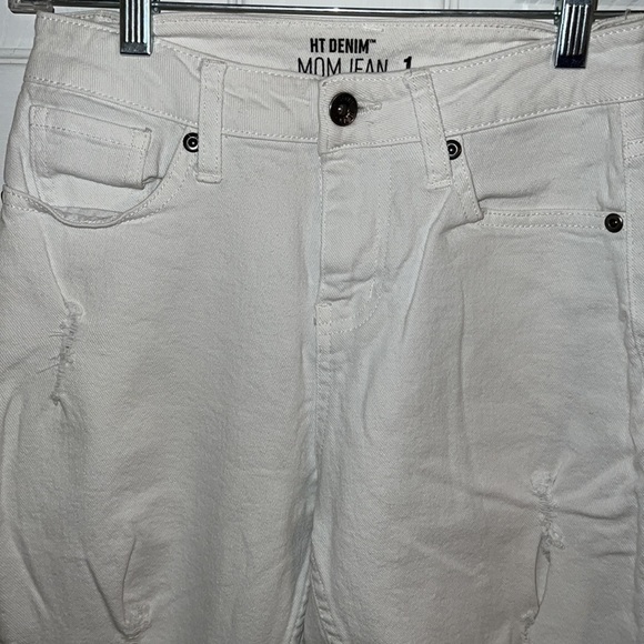 HT Denim White Distressed Mom Jeans 1 - Picture 8 of 9